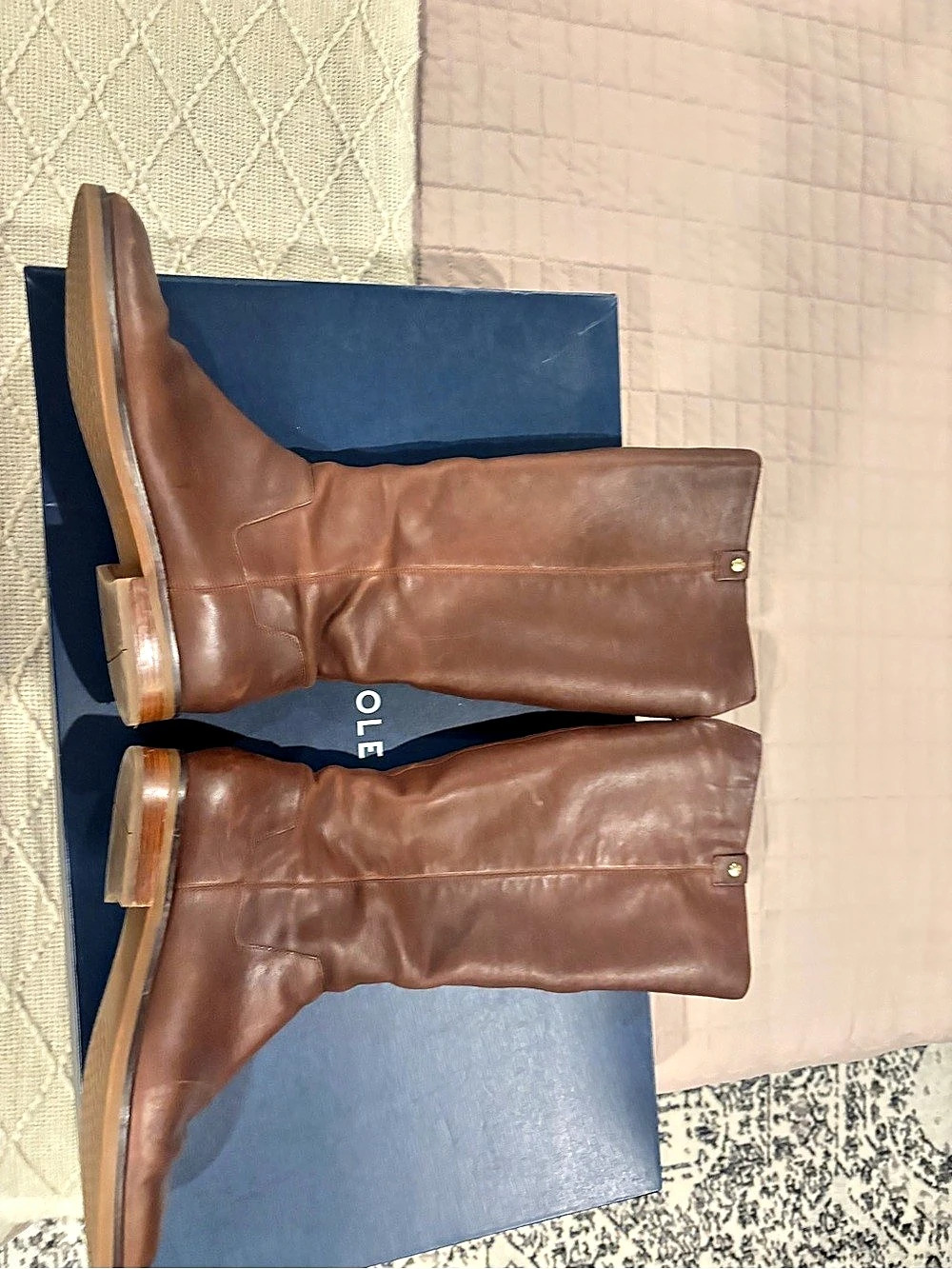 Cole Haan Calissa Riding Boot Leather Riding Boots Brown US 10 B